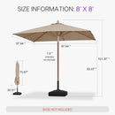 PURPLE LEAF Premium Teak‑Finish Aluminum Frame Outdoor Patio Market Umbrella with Rope Pulley Lift