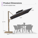 PURPLE LEAF Champagne Gold Cantilever Patio Umbrella with Base, Provence Series