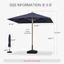 PURPLE LEAF Premium Teak‑Finish Aluminum Frame Outdoor Patio Market Umbrella with Rope Pulley Lift