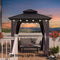 PURPLE LEAF Grey Hardtop Gazebo with Heavy Duty Galvanized Steel Double Roof with String Lights