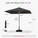 PURPLE LEAF Premium Teak‑Finish Aluminum Frame Outdoor Patio Market Umbrella with Rope Pulley Lift
