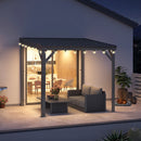 PURPLE LEAF  Outdoor Wall Mounted Hardtop Gazebo Metal Roof Patio Cover with Drainage System Outdoor Living Shelter for Backyard Lounge with Lights-clear