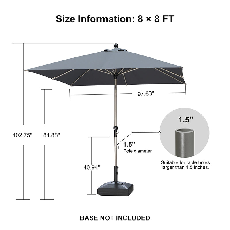 PURPLE LEAF Deluxe Aluminum Market Umbrella, Outdoor Table Umbrella for Patio, Porch