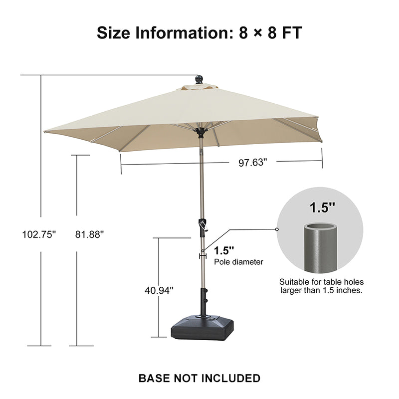 PURPLE LEAF Deluxe Aluminum Market Umbrella, Outdoor Table Umbrella for Patio, Porch