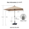 PURPLE LEAF Deluxe Aluminum Market Umbrella, Outdoor Table Umbrella for Patio, Porch