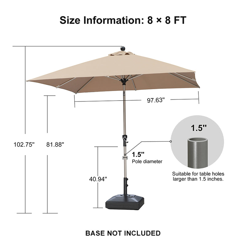 PURPLE LEAF Deluxe Aluminum Market Umbrella, Outdoor Table Umbrella for Patio, Porch