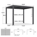 PURPLE LEAF Caesar Louvered Pergola with Yellow String Lights Patio Aluminum Pergola with Independent Adjustable Rainproof Roof Hardtop Pergola for Outdoor Deck Garden Yard