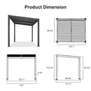 PURPLE LEAF Caesar Hardtop Louvered Pergola, Slanted Roof Outdoor Aluminum Patio Pergola with Adjustable Rainproof Roof, Heavy-Duty Lean to Gazebo for Patios Backyard Deck, Gray