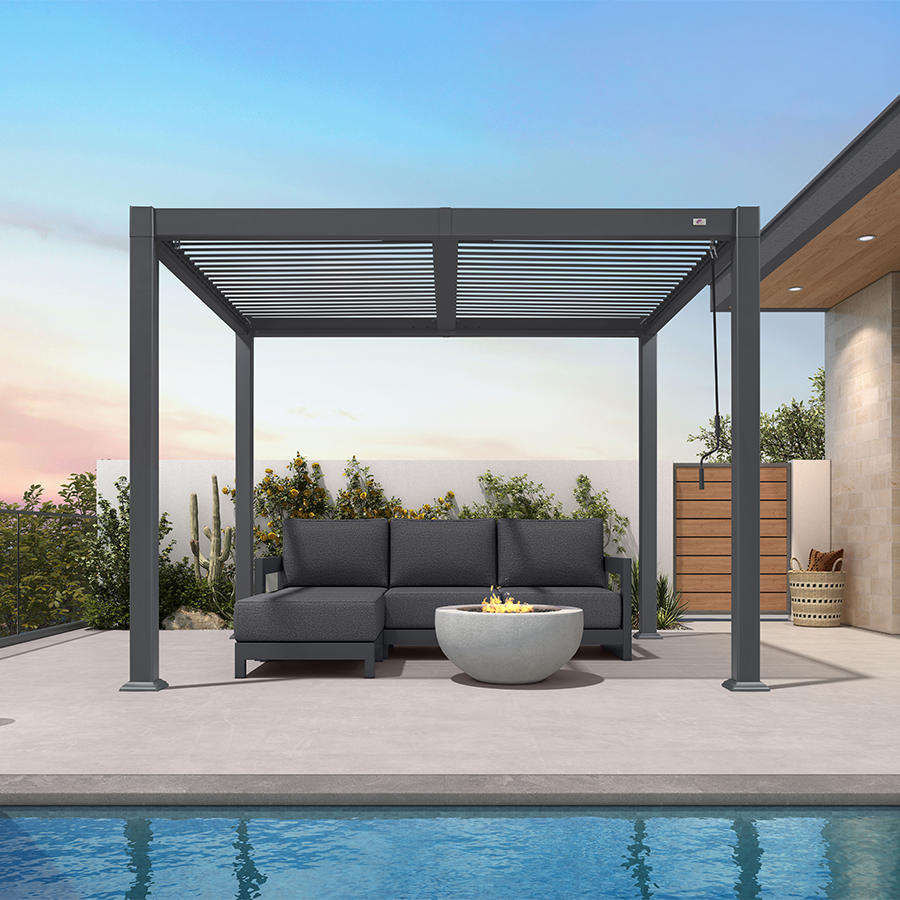 Outdoor Louvered Pergola with Adjustable Roof | Purpleleaf