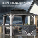 PURPLE LEAF Modern Gazebo Grey Hardtop Galvanized Steel Double Roof White Aluminum Poles with Curtains and Netting