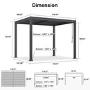 PURPLE LEAF Caesar Outdoor Louvered Pergola Patio Sun Shade Shelter with Adjustable Hardtop Patio Pergola Grey