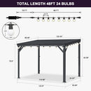 PURPLE LEAF  Outdoor Wall Mounted Hardtop Gazebo Metal Roof Patio Cover with Drainage System Outdoor Living Shelter for Backyard Lounge with Lights-milky