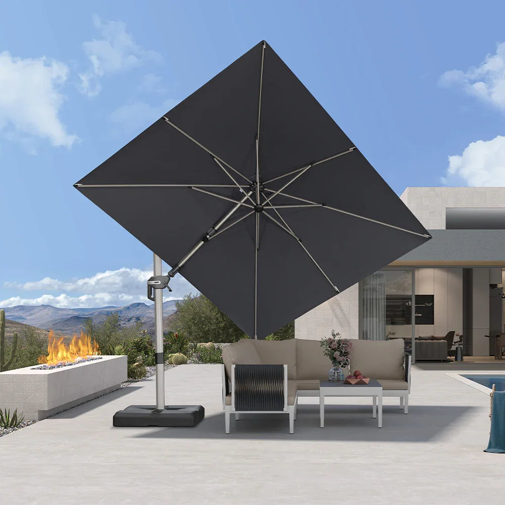 cantilever swivel patio umbrellas PURPLE LEAF 10ft Durable Outdoor Umbrella, UV Umbrella, Grey, Garden Sun Umbrella or at the beach PURPLE LEAF 10x10 Ft Cantilever