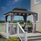 PURPLE LEAF Grey Hardtop Gazebo with Heavy Duty Galvanized Steel Double Roof with String Lights