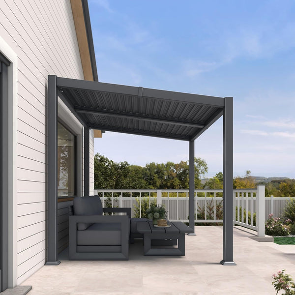 PURPLE LEAF Caesar Hardtop Louvered Pergola, Slanted Roof Outdoor Alum