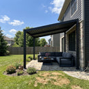 PURPLE LEAF Caesar Hardtop Louvered Pergola, Slanted Roof Outdoor Aluminum Patio Pergola with Adjustable Rainproof Roof, Heavy-Duty Lean to Gazebo for Patios Backyard Deck, Gray