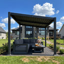 PURPLE LEAF Caesar Hardtop Louvered Pergola, Slanted Roof Outdoor Aluminum Patio Pergola with Adjustable Rainproof Roof, Heavy-Duty Lean to Gazebo for Patios Backyard Deck, Gray