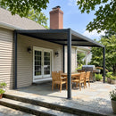 PURPLE LEAF Caesar Hardtop Louvered Pergola, Slanted Roof Outdoor Aluminum Patio Pergola with Adjustable Rainproof Roof, Heavy-Duty Lean to Gazebo for Patios Backyard Deck, Gray