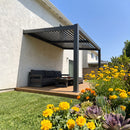 PURPLE LEAF Caesar Wall Mounted Louvered Pergola, All-Aluminum Patio Cover with Adjustable Roof, Hidden Gutter Drainage, Lean-to Pergola for Deck, Backyard, Porch, Dark Gray