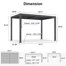 PURPLE LEAF Caesar Solar Louvered Pergola with LED Strip Lights and Control Panel Aluminum Outdoor Pergola with Adjustable Roof for Patio Deck Garden Yard Gray