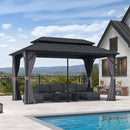 PURPLE LEAF Grey Hardtop Gazebo with Heavy Duty Galvanized Steel Double Roof with Reinforcement Support Rod