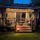 PURPLE LEAF Deck Gazebo Champagne Hardtop Metal Frame Double Roof with Curtains and Netting with Lights-clear