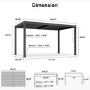 PURPLE LEAF Caesar Outdoor Louvered Pergola Patio Sun Shade Shelter with Adjustable Hardtop Patio Pergola Grey