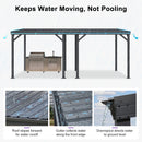 PURPLE LEAF Lean to Gazebo Metal Roof Patio Cover Built-in Drain Slots Wall Mounted Gazebo for Outdoor Extension