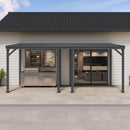 PURPLE LEAF Lean to Gazebo Metal Roof Patio Cover Built-in Drain Slots Wall Mounted Gazebo for Outdoor Extension