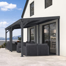 PURPLE LEAF Lean to Gazebo Metal Roof Patio Cover Built-in Drain Slots Wall Mounted Gazebo for Outdoor Extension