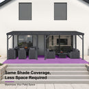 PURPLE LEAF Lean to Gazebo Metal Roof Patio Cover Built-in Drain Slots Wall Mounted Gazebo for Outdoor Extension