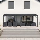 PURPLE LEAF Lean to Gazebo Metal Roof Patio Cover Built-in Drain Slots Wall Mounted Gazebo for Outdoor Extension