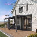 PURPLE LEAF Lean to Gazebo Metal Roof Patio Cover Built-in Drain Slots Wall Mounted Gazebo for Outdoor Extension