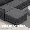 PURPLE LEAF Caesar Enclosed Patio Conversation Set with Grey Cushion Pillows and Ottoman for Porch Graden