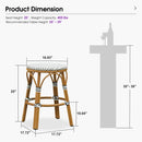 PURPLE LEAF Patio French Round Counter Stool Set of 2 Rattan Backless Stackable Barstools Aluminum Frame Footrest with Woven Wicker for Outdoor Kitchen Yard