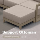 PURPLE LEAF Caesar Open-End Patio Conversation Set with Khaki Cushion Pillows and Ottoman for Modern Outdoor Deck