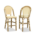 OPEN BOX I PURPLE LEAF French Counter Height Bar Height Stool Set of 2, Patio Bar Chairs with Back Rattan, French Bistro Set