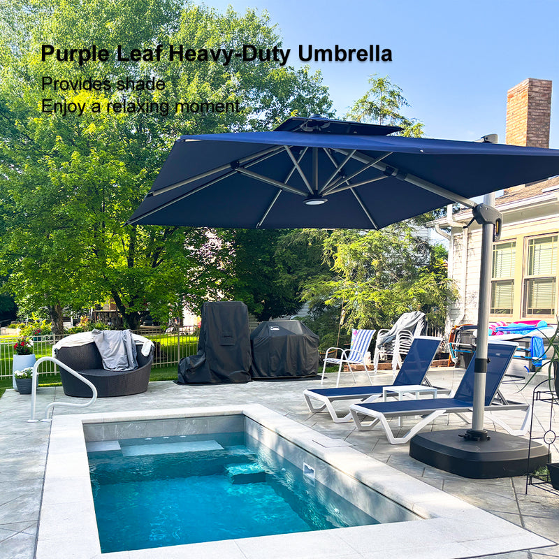 PURPLE LEAF Best Square Cantilever Pool Umbrella Outdoor Patio Sun Porch Umbrella