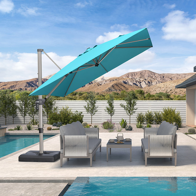 PURPLE LEAF Deluxe Aluminum Outdoor Patio Umbrella Square Cantilever Umbrellas