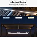 PURPLE LEAF Caesar Solar Louvered Pergola with LED Strip Lights and Control Panel Aluminum Outdoor Pergola with Adjustable Roof for Patio Deck Garden Yard Bronze