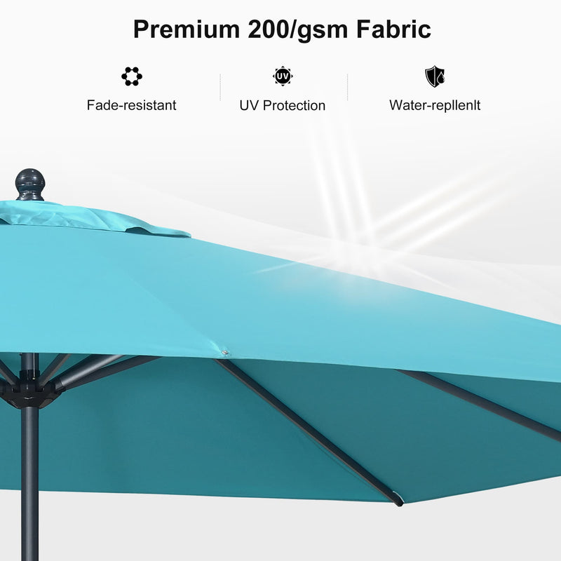 PURPLE LEAF Aluminum Patio Table Umbrella Heavy Duty Market Umbrella with Base