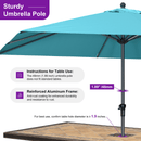 PURPLE LEAF Aluminum Patio Table Umbrella Heavy Duty Market Umbrella with Base