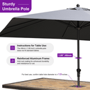 PURPLE LEAF Aluminum Patio Table Umbrella Heavy Duty Market Umbrella with Base