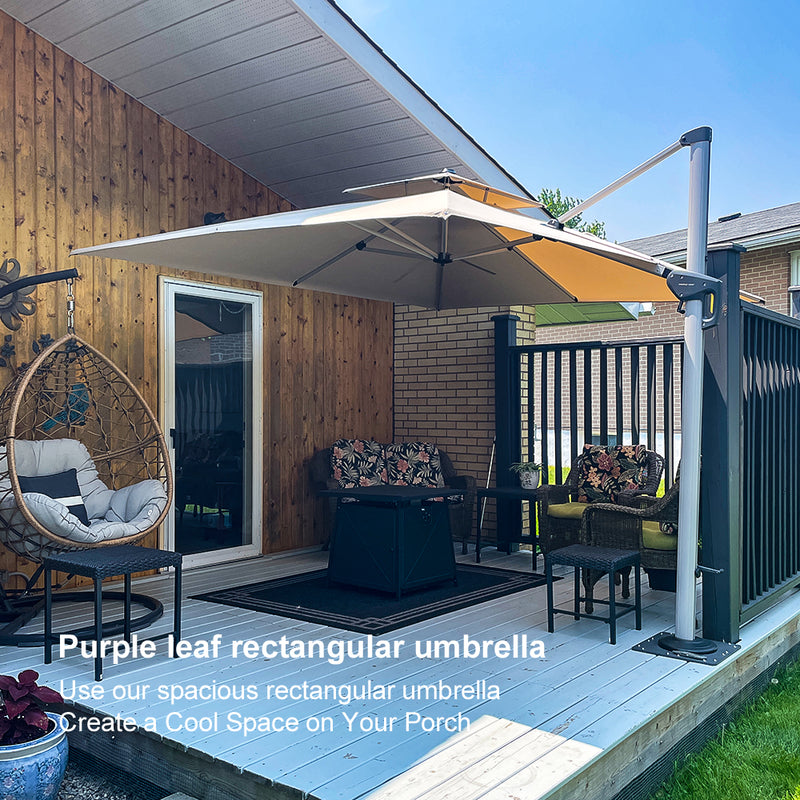 PURPLE LEAF Large Rectangular Porch Umbrella Outside Cantilever Patio Yard Umbrella