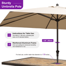 PURPLE LEAF Aluminum Patio Table Umbrella Heavy Duty Market Umbrella with Base