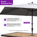 PURPLE LEAF Aluminum Patio Table Umbrella Heavy Duty Market Umbrella with Base