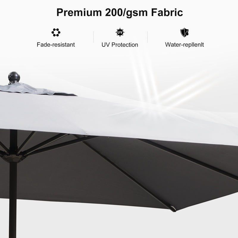 PURPLE LEAF Aluminum Patio Table Umbrella Heavy Duty Market Umbrella with Base