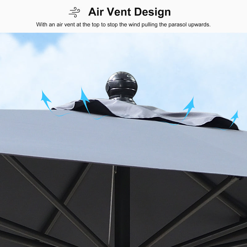 PURPLE LEAF Aluminum Patio Table Umbrella Heavy Duty Market Umbrella with Base