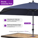 PURPLE LEAF Aluminum Patio Table Umbrella Heavy Duty Market Umbrella with Base