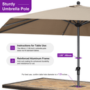PURPLE LEAF Aluminum Outdoor Market Umbrella Patio Table Umbrella